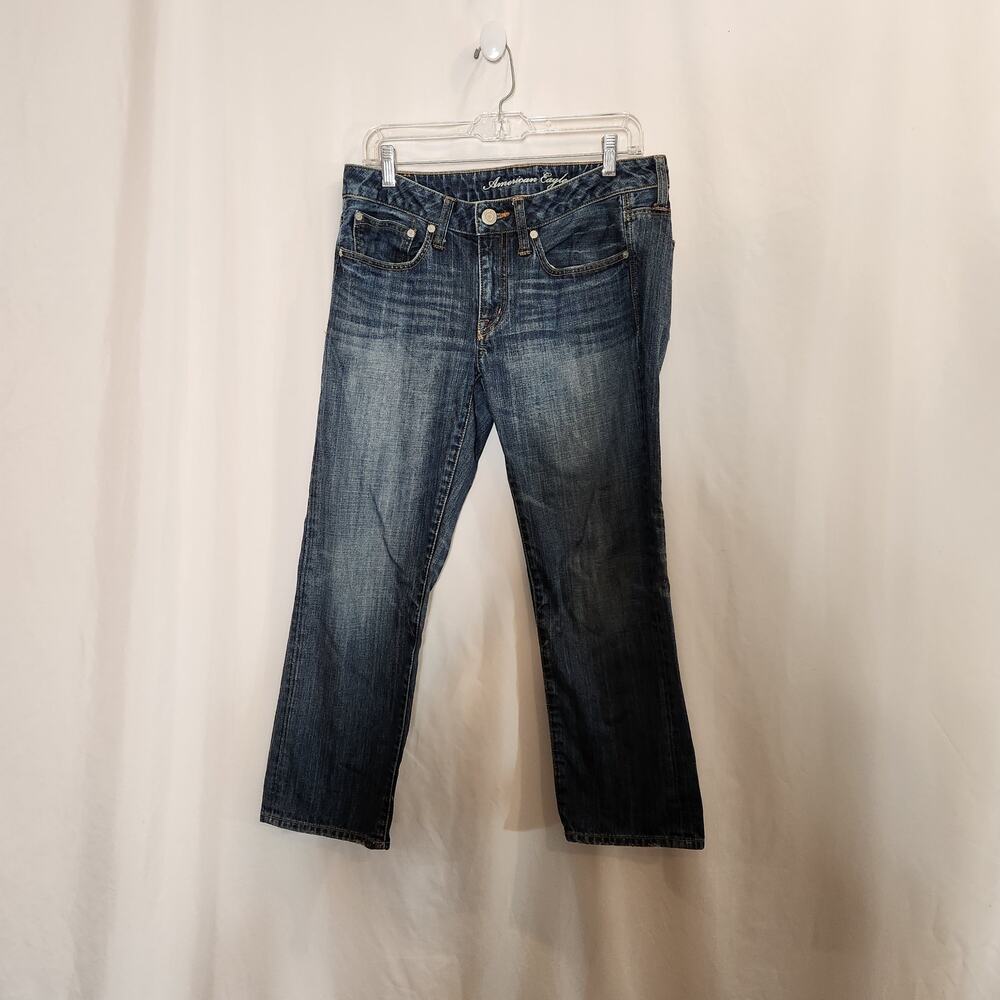 AMERICAN EAGLE 100% Cotton Boy Fit Blue Medium Wash Denim Jeans Women 6 Regular
